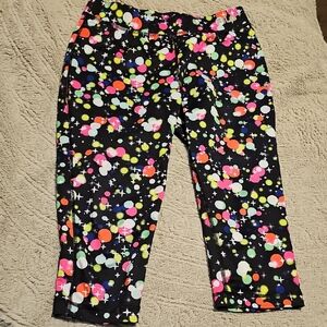 Fila Leggings Black Neon Orange Green Pink Printed Xlarge Exercise Sports Yoga